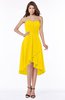 ColsBM Amaya Yellow Mature A-line Strapless Chiffon Knee Length Ruching Bridesmaid Dresses