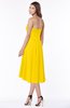 ColsBM Amaya Yellow Mature A-line Strapless Chiffon Knee Length Ruching Bridesmaid Dresses