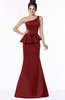 ColsBM Brittany Dark Red Elegant Mermaid Sleeveless Satin Floor Length Bridesmaid Dresses