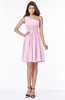 ColsBM Julia Baby Pink Classic One Shoulder Sleeveless Chiffon Knee Length Ruching Bridesmaid Dresses
