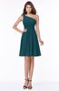ColsBM Julia Blue Green Classic One Shoulder Sleeveless Chiffon Knee Length Ruching Bridesmaid Dresses