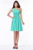 ColsBM Julia Blue Turquoise Classic One Shoulder Sleeveless Chiffon Knee Length Ruching Bridesmaid Dresses