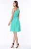 ColsBM Julia Blue Turquoise Classic One Shoulder Sleeveless Chiffon Knee Length Ruching Bridesmaid Dresses