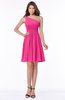 ColsBM Julia Fandango Pink Classic One Shoulder Sleeveless Chiffon Knee Length Ruching Bridesmaid Dresses