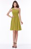 ColsBM Julia Golden Olive Classic One Shoulder Sleeveless Chiffon Knee Length Ruching Bridesmaid Dresses