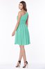ColsBM Julia Mint Green Classic One Shoulder Sleeveless Chiffon Knee Length Ruching Bridesmaid Dresses