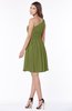 ColsBM Julia Olive Green Classic One Shoulder Sleeveless Chiffon Knee Length Ruching Bridesmaid Dresses