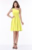 ColsBM Julia Pale Yellow Classic One Shoulder Sleeveless Chiffon Knee Length Ruching Bridesmaid Dresses