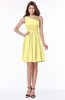 ColsBM Julia Pastel Yellow Classic One Shoulder Sleeveless Chiffon Knee Length Ruching Bridesmaid Dresses