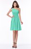 ColsBM Julia Seafoam Green Classic One Shoulder Sleeveless Chiffon Knee Length Ruching Bridesmaid Dresses