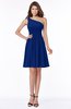 ColsBM Julia Sodalite Blue Classic One Shoulder Sleeveless Chiffon Knee Length Ruching Bridesmaid Dresses