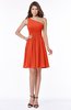 ColsBM Julia Tangerine Tango Classic One Shoulder Sleeveless Chiffon Knee Length Ruching Bridesmaid Dresses