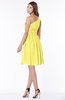 ColsBM Julia Yellow Iris Classic One Shoulder Sleeveless Chiffon Knee Length Ruching Bridesmaid Dresses