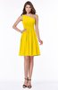 ColsBM Julia Yellow Classic One Shoulder Sleeveless Chiffon Knee Length Ruching Bridesmaid Dresses