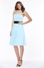 ColsBM Kaliyah Ice Blue Glamorous A-line Sleeveless Satin Knee Length Bow Bridesmaid Dresses