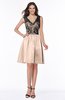 ColsBM Malia Almost Apricot Luxury V-neck Sleeveless Satin Knee Length Bridesmaid Dresses