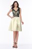 ColsBM Malia Bleached Sand Luxury V-neck Sleeveless Satin Knee Length Bridesmaid Dresses