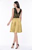 ColsBM Malia Gold Luxury V-neck Sleeveless Satin Knee Length Bridesmaid Dresses