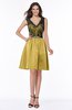 ColsBM Malia Misted Yellow Luxury V-neck Sleeveless Satin Knee Length Bridesmaid Dresses