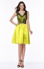 ColsBM Malia Pale Yellow Luxury V-neck Sleeveless Satin Knee Length Bridesmaid Dresses