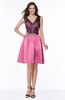 ColsBM Malia Rose Pink Luxury V-neck Sleeveless Satin Knee Length Bridesmaid Dresses