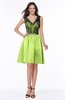 ColsBM Malia Sharp Green Luxury V-neck Sleeveless Satin Knee Length Bridesmaid Dresses