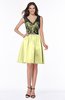ColsBM Malia Wax Yellow Luxury V-neck Sleeveless Satin Knee Length Bridesmaid Dresses