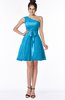 ColsBM Abby Cornflower Blue Glamorous A-line Sleeveless Zip up Knee Length Lace Bridesmaid Dresses
