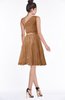 ColsBM Abby Light Brown Glamorous A-line Sleeveless Zip up Knee Length Lace Bridesmaid Dresses