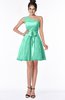 ColsBM Abby Mint Green Glamorous A-line Sleeveless Zip up Knee Length Lace Bridesmaid Dresses