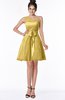 ColsBM Abby Misted Yellow Glamorous A-line Sleeveless Zip up Knee Length Lace Bridesmaid Dresses