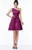 ColsBM Abby Raspberry Glamorous A-line Sleeveless Zip up Knee Length Lace Bridesmaid Dresses