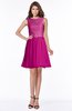 ColsBM Cali Hot Pink Gorgeous A-line Zip up Knee Length Lace Bridesmaid Dresses
