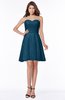 ColsBM Henley Moroccan Blue Mature Sweetheart Satin Knee Length Lace Bridesmaid Dresses