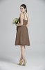 ColsBM Ariya Bronze Brown Romantic One Shoulder Zip up Knee Length Sash Bridesmaid Dresses