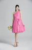 ColsBM Ariya Carnation Pink Romantic One Shoulder Zip up Knee Length Sash Bridesmaid Dresses