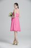 ColsBM Ariya Carnation Pink Romantic One Shoulder Zip up Knee Length Sash Bridesmaid Dresses