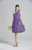 ColsBM Ariya Chalk Violet Romantic One Shoulder Zip up Knee Length Sash Bridesmaid Dresses