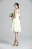 ColsBM Ariya Cream Romantic One Shoulder Zip up Knee Length Sash Bridesmaid Dresses