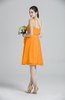 ColsBM Ariya Orange Romantic One Shoulder Zip up Knee Length Sash Bridesmaid Dresses