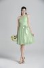 ColsBM Ariya Pale Green Romantic One Shoulder Zip up Knee Length Sash Bridesmaid Dresses