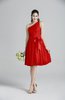 ColsBM Ariya Red Romantic One Shoulder Zip up Knee Length Sash Bridesmaid Dresses