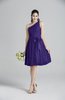 ColsBM Ariya Royal Purple Romantic One Shoulder Zip up Knee Length Sash Bridesmaid Dresses