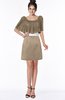 ColsBM Bria Almondine Brown Gorgeous A-line Zip up Satin Knee Length Lace Bridesmaid Dresses