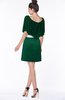 ColsBM Bria Alpine Green Gorgeous A-line Zip up Satin Knee Length Lace Bridesmaid Dresses