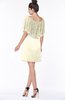 ColsBM Bria Bleached Sand Gorgeous A-line Zip up Satin Knee Length Lace Bridesmaid Dresses