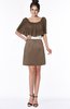 ColsBM Bria Bronze Brown Gorgeous A-line Zip up Satin Knee Length Lace Bridesmaid Dresses