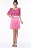 ColsBM Bria Carnation Pink Gorgeous A-line Zip up Satin Knee Length Lace Bridesmaid Dresses