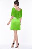ColsBM Bria Classic Green Gorgeous A-line Zip up Satin Knee Length Lace Bridesmaid Dresses