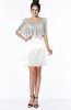 ColsBM Bria Cloud White Gorgeous A-line Zip up Satin Knee Length Lace Bridesmaid Dresses